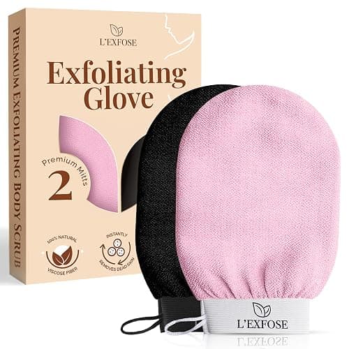 Kessa Exfoliating Glove for Shower, Made with 100% Natural Viscose - 2pcs | Korean Exfoliating Mitt Helps to Remove Dead Skin, Improve Skin Tone & Ideal for Keratosis Pilaris & Self Tanning - Image 1