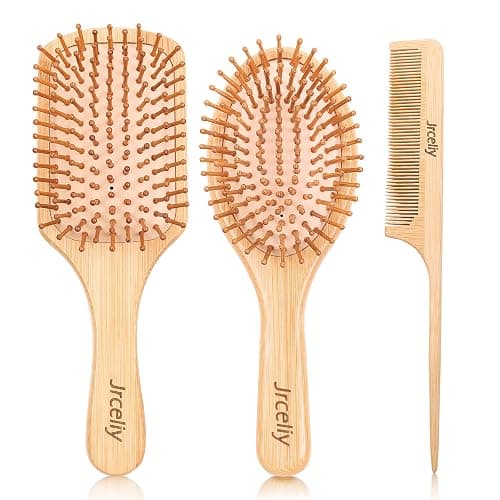 3PCS Bamboo Hair Brush Set,Natural Wooden Brush for Women, madam, Paddle Detangling Brush for Dry/Curly/Thick/Thin/Straight Hair thumbnail 2