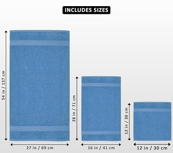 Utopia Towels 8 Piece Premium Towel Set, 2 Bath, 2 Hand, and 4 Wash Cloths, 600 GSM 100% Ring Spun Cotton, Highly Absorbent Towels for Bathroom, Gym, Hotel, and Spa, Electric Blue - 8 Pieces Towel Set - Electric Blue thumbnail 2