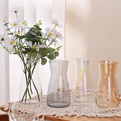 8 inch Iridescent Glass Flower Vases for Centerpiece Table Home Indoor Desk Decor,Ins Modern Boho Style Vase for Wedding Housewarming Gift thumbnail 8