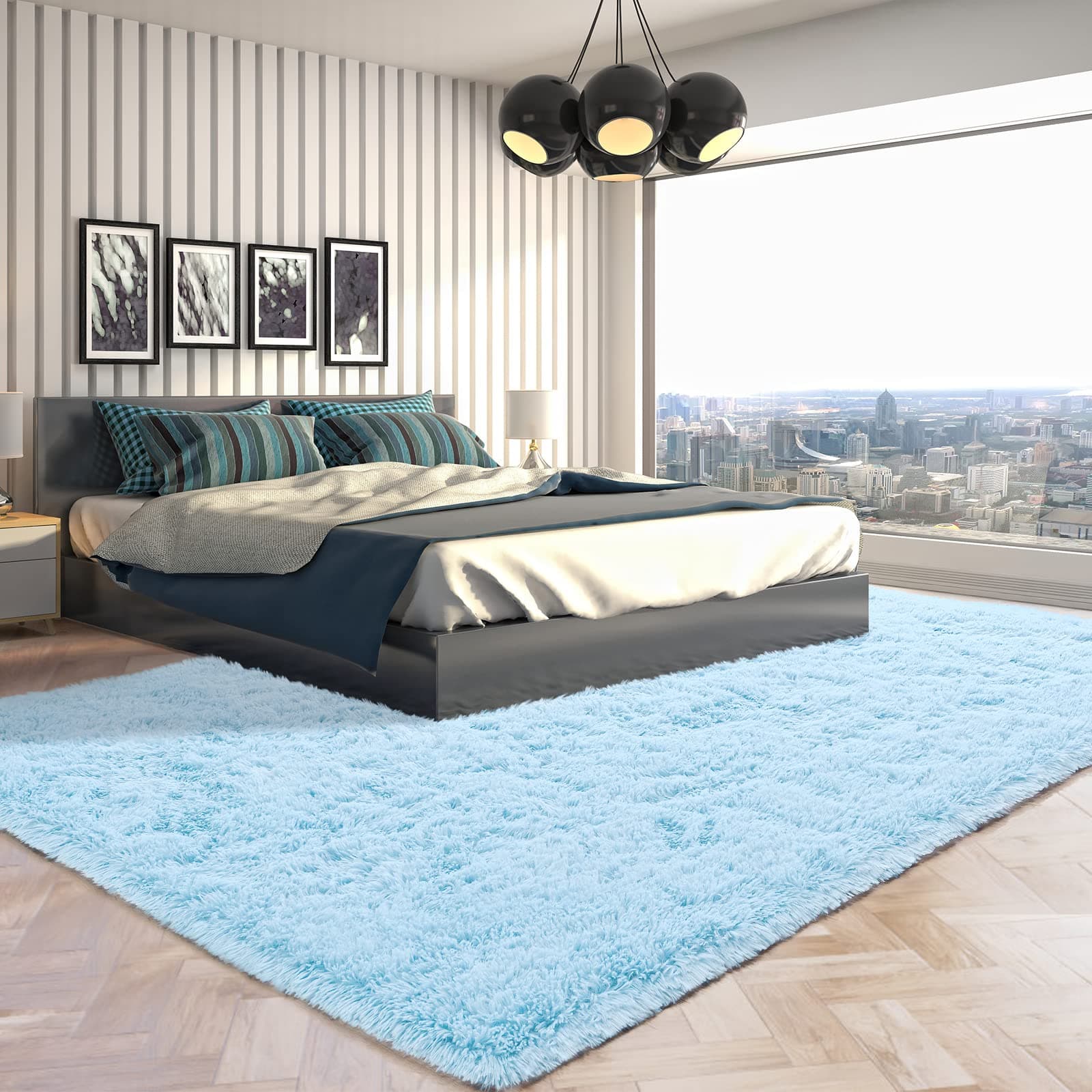 Kelarea Area Rug for Living Room, 3x5 Non-Slip Light Blue Rug Fluffy Soft Shag Rugs, Fuzzy Shaggy Plush Carpet for Bedroom, Nursery Rooms, Home Dorm thumbnail 7