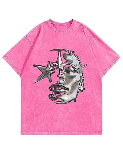 AugYew Men's Graphic Tees Shirt Unisex Cotton Oversized T-Shirt Short Sleeve Vintage Streetwear Casual Tee Top - Image 1