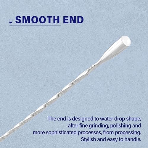 Briout Bar Spoon Cocktail Mixing Stirrers for Drink, Stainless Steel 12 Inches Long Handle, Silver 2 Pieces thumbnail 6