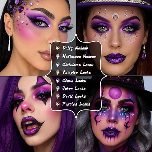UCANBE Purple Eyeshadow Makeup Palette, 15 Colors Dark Smokey Shimmer Matte Metallic Glitter Eye Shadow Pallet, Violet Lavender Pink Make Up Kit for Cosplay Halloween Ursula Witch Costume Parties thumbnail 5