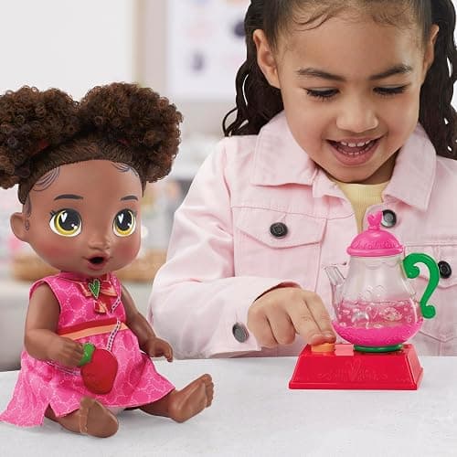 Baby Alive Bubbly Tea Party Berry Boo Doll with Teapot Accessories, Black Hair, 11 Inches, Kids Toys, Ages 3+ thumbnail 10