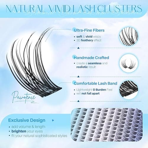 Pawotence Wispy Lash Clusters Natural Eyelash Clusters 8-16mm Cluster Eyelash Extensions 144pcs Fairy Individual Lashes Wispy Cluater Lashes Extension Natural Look thumbnail 4