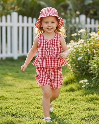 SODLON Baby Girl Clothes Infant Toddler Summer Outfits Clothing Sleeveless Ruffle Tank Top Shorts Sets with Hat for Girls thumbnail 4