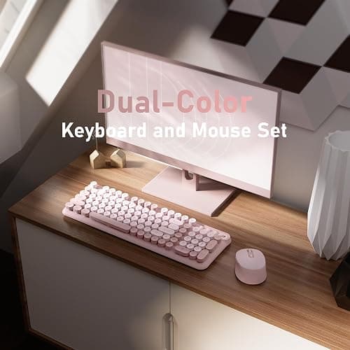 MPTOG Wireless Keyboard and Mouse Combo, Full-Size 2.4G Set with Number Pad, Long Battery Life, Plug Play for Office and Student Use (Pink) thumbnail 2