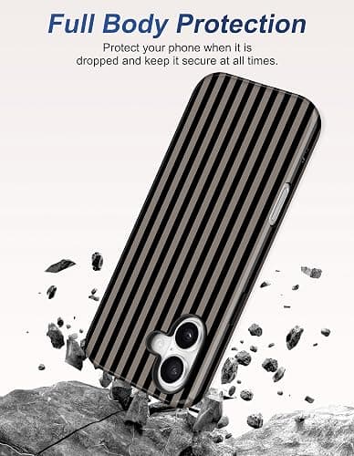 Aitipy Magnetic Striped Phone Case for iPhone 16 Plus, Black Gray | Compatible with MagSafe, Cute Stripes Aesthetic Pattern Design, TPU and PC Protective Phone Cover for Women Men Girls Boys thumbnail 4