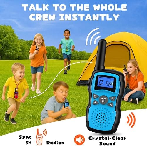 Wishouse Walkie Talkies Rechargeable for Kids Adults Long Range,Xmas Birthday Gift for Boys Girls 3 4 5 6 7 8 9 10 Year Old,Hiking Camping Gear Games Ideas Toys with Flashlight,VOX,Easy to Use 4 Pack thumbnail 5