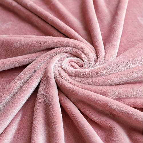 TASTHROW Large Flannel Fleece Throw Blanket, 50×70 Inch - Cozy Lightweight Thick Blanket - All Seasons Suitable for Women, Men and Kids (Pink) thumbnail 7
