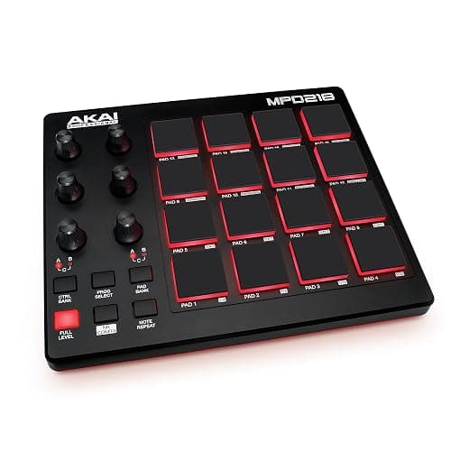 Akai Professional MPD218 - USB MIDI Controller with 16 MPC Drum Pads, 6 Assignable Knobs, Note Repeat and Full Level Buttons and Production Software - Image 1