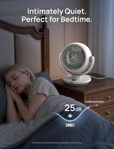 DREO Fan for Bedroom, Desk Air Circulator Fans with Remote, 11 Inch Table Fan for Whole Room, 65ft Powerful Airflow, 120° Vertical Manual and 90° Oscillating, 4 Speeds, 8H Timer, 25dB Quiet, Home thumbnail 5