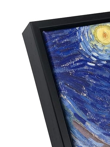 Wieco Art Framed Art Canvas Prints of Starry Night by Vincent Van Gogh Paintings Reproduction Post-Impressionism Artwork Framed Wall Art for Living Room Home Decorations Black thumbnail 6