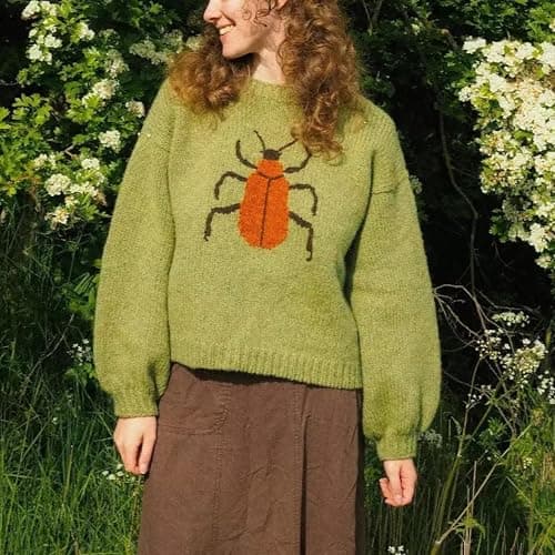 Umhje Women's Oversized Sweater Whimsy Twee Funky Ladybug Print Whimsical Y2K Knit Sweaters Pullover Whimsigoth Clothes thumbnail 2