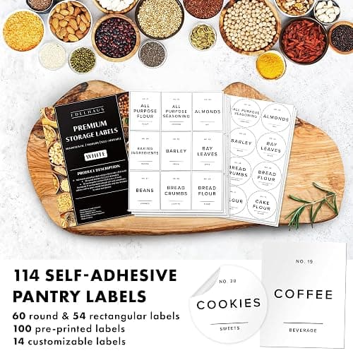 Square Glass Storage Containers with Bamboo Lids 12-Pack (4x 30 oz, 8x 17 oz) Airtight Storage Jars with Lids for Food, Stackable Kitchen Canisters with 114 Labels for Pantry [Thicker Glass 3mm] thumbnail 8