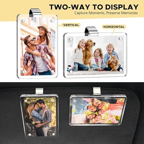 2Pcs Car Picture Holder, Acrylic Car Visor Photo Clip, Personalized Car Accessories Magnetic Car Sunshade Photo Frame for Adding Family or Personal Photos, Gifts for Christmas/Thanksgiving/Valentine's Day thumbnail 7