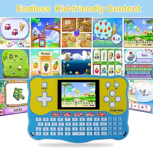 LUHYAUAN Kids Tablet/Baby Learning Pad with 102 Activities/Toddler Tablet with ABC Alphabet/Music/Math Interactive Educational Electronic Toys Gifts Handheld Game for Preschool Boys Girls Ages 3-12 - Blue thumbnail 5