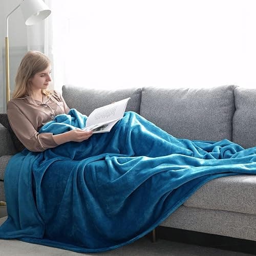 IR Imperial Rooms Fleece Blanket - Super Soft Fluffy Throw Blanket for Sofa and Bed - Warm and Cozy Lightweight 400 GSM Microfiber Bed Throws Blankets, 50x60 Inches (Throw/Travel, Teal) thumbnail 2