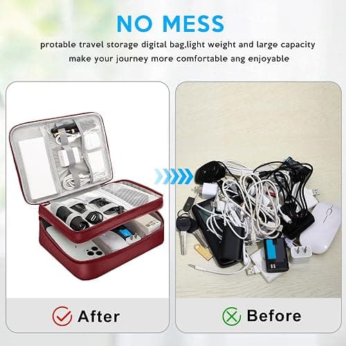CILLA Electronic Organizer Travel Case, Travel Cord Organizer Case Portable Waterproof Cable Organizer Bag for Charger, Cord, USB, Power Bank, Earphone thumbnail 4