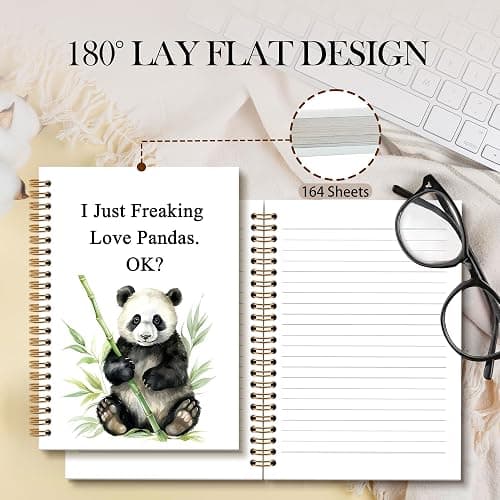 OINDADE Panda Gifts Notebook Journal, Funny Panda Spiral Notebook, I Just Freaking Love Pandas Notebooks Gifts for Pandas Lovers Girls Women Men, Cute Animal Bear School Office Supplies, 6x8.2In thumbnail 4