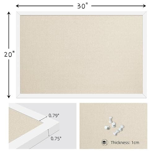 Yunihome 20x30 Inch Cork Board for Wall Hanging with Linen, Bulletin Board with Push Pins, Mounted Memo Message Board for Home Office Decor, Dorm Room Essentials, Classroom Organization thumbnail 3