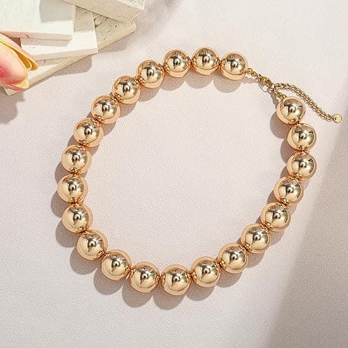 LKDASM Chunky Beaded Necklace for Women, 20mm Large Bead Statement Necklace | Lightweight 20mm Acrylic Beads, Strong & Durable Knot, 18K Gold Plated Lobster Clasp, Boho Y2K Jewelry with Gift Box thumbnail 4