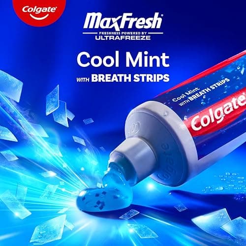 Colgate MaxFresh Cool Mint Toothpaste Pack, Fresh Breath Toothpaste with Fluoride and Hundreds of Mini Breath Strips, Leaves Mouth Feeling Refreshed for Hours, 4 Pack, 6.3 oz thumbnail 2