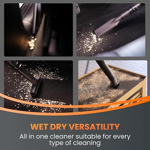 Giraffe Tools Grandstorm Wet Dry Vacuum Cleaner with 6 Nozzles, 30 FT Retractable Hose Wall Mounted Vacuum Cleaner for Car Detailing, Grey（No Remote Control Funtion） thumbnail 6