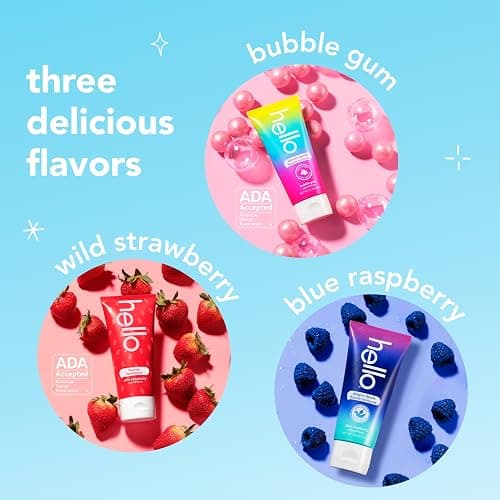 hello Kids Fluoride Toothpaste Variety Pack, 3 Pack, 4.2 oz | Bubble Gum, Strawberry, and Blue Raspberry Flavors, Safe for Kids Ages 2 and Up, Prevents Cavities, Polishes, and Brightens thumbnail 4