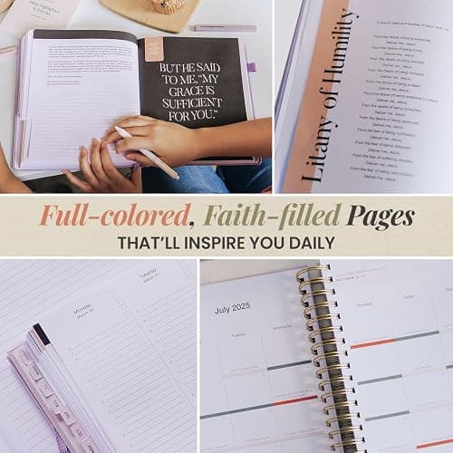Blessed is She Academic Catholic Planner 2025-2026 July - 8x10" Pastel Purple Big Bound Christian Student Planner, Goal Planners 2025 for Women, Yearly Notebook for Plans, Goal Setting Notebooks 2025 thumbnail 5