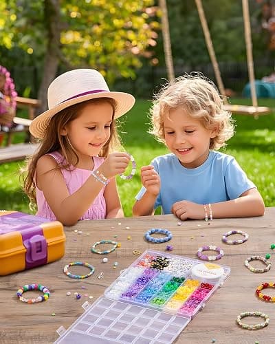 Taybonds Friendship Bracelet Making Kit- 24 Colors with Clay, 4mm Seed, Pony, 8mm Glass, Letter Beads and Charms, Jewelry Making Kit Gift for Girls 6-12 thumbnail 5