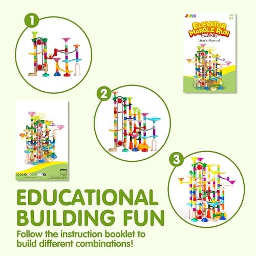 JOYIN 236Pcs Glowing Marble Run with Motorized Elevator- Construction Building Blocks Toys with 30 Glow in The Dark Plastic Marbles, STEM Toy for Boys and Girls, Birthday Gift, Easter Basket Stuffers thumbnail 5