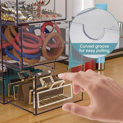 Noverlife Clear Containers for Hair Accessory Organizing, Plastic Hair Accessory Organizer Box with 5 Drawers, Hair Accessory Container, Storage Organization Drawers Set for Hair Ties Accessory thumbnail 5