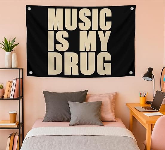 3x5 Feet Musical Quote Flag "Music Is My..." with Four Brass Grommets - Black Single Sided Musical Banner for Wall Decoration - Polyester Party Flags Man Cave - Wall Flag for College Dorm thumbnail 6