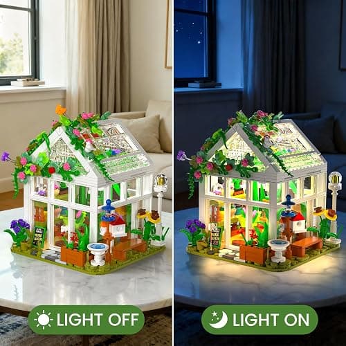 Flowers House Building Set with LED Light, Creative Garden House Buiding Toy for Home Decoration, Greenhouse Model Playset, for Adults Teens Girls Friends Ages 8+, Xmas Birthday Gift (779 Pieces) thumbnail 4