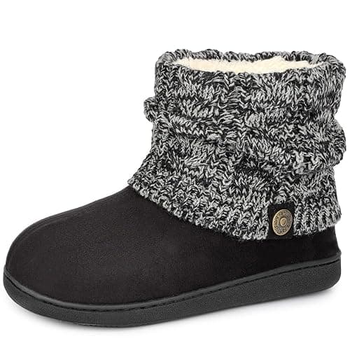 FamilyFairy Women's Woolen Yarn Knit Bootie Slippers Comfy Warm Plush Fleece Memory Foam House Shoes for Indoor Outdoor - Image 1