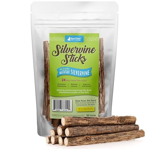 Raw Paws Silvervine Sticks for Cats (30-Count) - Dental Cat Chew Stick | Catnip Alternative - Matatabi Cat Toy - Silver Vine Sticks - Indoor Cat Enrichment & Chewing - Image 1
