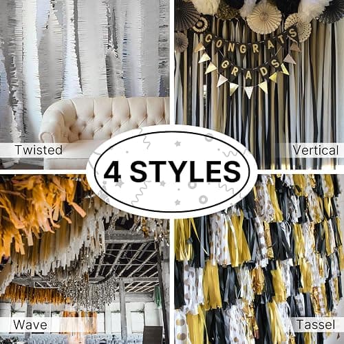 PartyWoo Crepe Paper Streamers 4 Rolls 328ft, Pack of Silver Foil Party Streamers, Party Streamers for Birthday Party Decorations, New Year's Eve Decorations, Wedding Decorations (1.8 In x 82 Ft/Roll) thumbnail 6