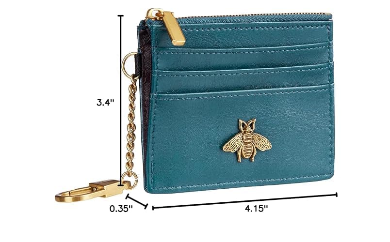 SEAVILIA Card Holder Keychain Wallet for Women with ID Window RFID Coin Purse Bee Gifts Slim Minimalist Small Wallet thumbnail 3