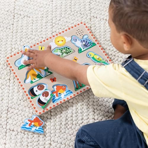 Melissa & Doug Zoo Pet Animals Sound Puzzle – 8-Piece Wooden Peg Puzzle with Light-Activated Sounds, Music Learning Toy for Toddlers and Preschoolers Ages 2+ thumbnail 7
