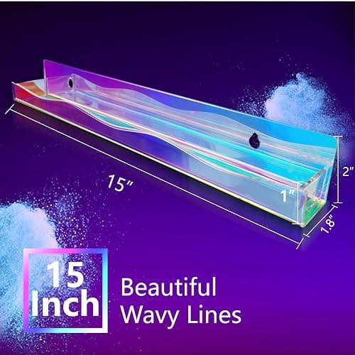 YMVV 15" Nail Polish Rack Wall Mounted Shelf,6 Pack Clear Rainbow Iridescent Acrylic Organizer Nail Supplies for Nail Techs,Great Display for Salons Retailers thumbnail 3