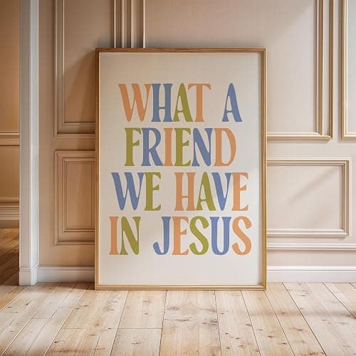 What A Friend We Have In Jesus, Christian Wall Art, Kids Christian Prints Church Nursery Decor Bible Verse Print Retro Poster What A Friend We Have In Jesus Wall Art thumbnail 2