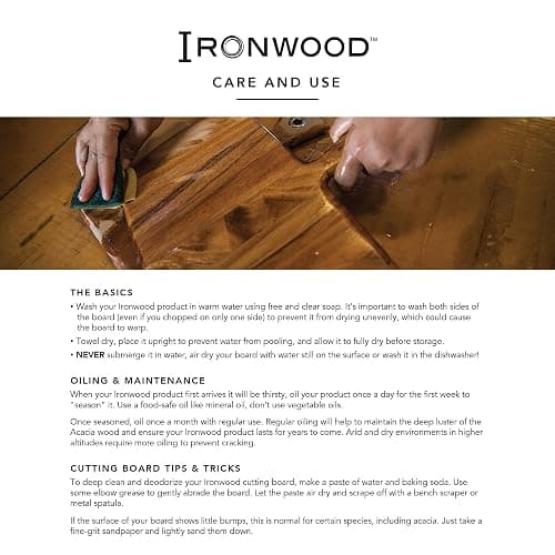 Ironwood Gourmet Large End Grain Prep Station Acacia Wood Cutting Board, 14 x 20-Inch, Brown thumbnail 7