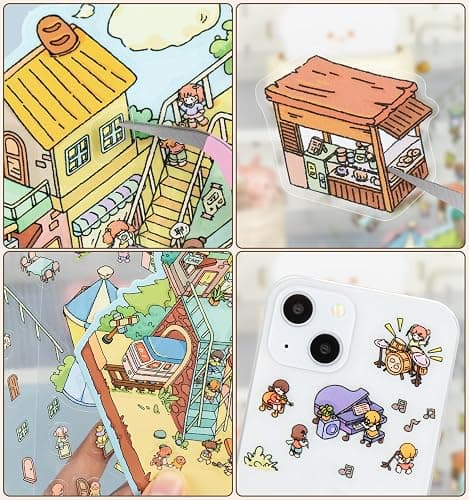 12 Sets DIY 3D Sticker Scene for Kids, Fun DIY Sticker Scene Make Your Own Mini House Cute Cartoon Animal Scene Stickers Adult Sticker Art Relief Stress Pass The Time Holiday Christmas Fun thumbnail 4
