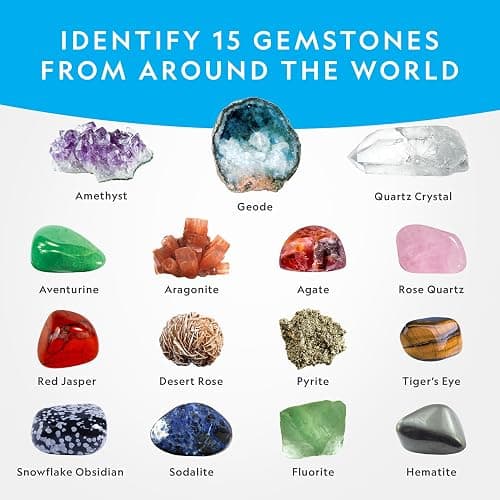 NATIONAL GEOGRAPHIC Mega Gemstone Dig Kit – Dig Up 15 Real Gemstones and Crystals, Science Kit for Kids, Gem Digging Kit, Gift for Girls and Boys, Mining Kit, Rock Collection thumbnail 4