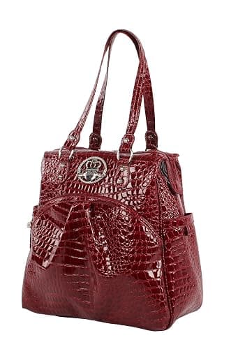 Kathy Van Zeeland Luggage Croco PVC 16" Shopper Bag (16in, Burgendy) thumbnail 2