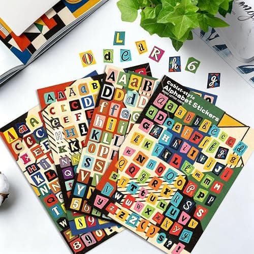 Jacone 1488Pcs Magazine Letter Stickers - 16 Sheets Colorful Alphabet Number Symbols Stickers, Waterproof DIY Decals for Bottles, Scrapbooking Supplies Journaling DIY Crafts Gift Junk Journal thumbnail 2