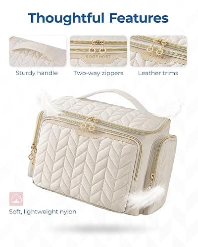 BAGSMART Travel Toiletry Bag, Large Wide-open Travel Bag for Toiletries, Makeup Cosmetic Travel Bag with Handle-Black thumbnail 5