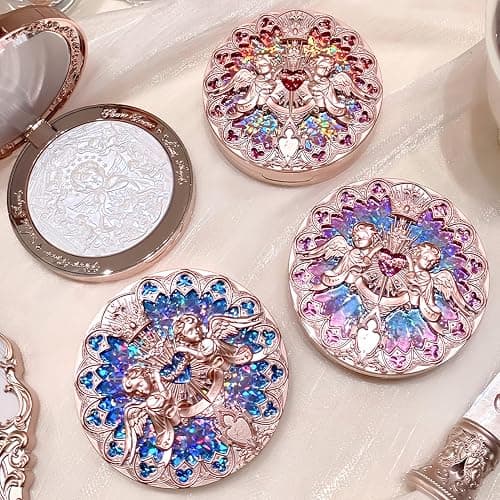 Flower Knows Little Angel Embossed Highlighter-Rosy Pearl Highlighter Powder,Dreamy Pink Shimmer,Long-Lasting Soft Ethereal Glow,Feather-Light,Soft Sculpting Velvet Finish(L01 Eros's Fable) thumbnail 8